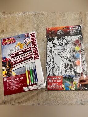 Jurassic world velvet color board and transformers color pop out